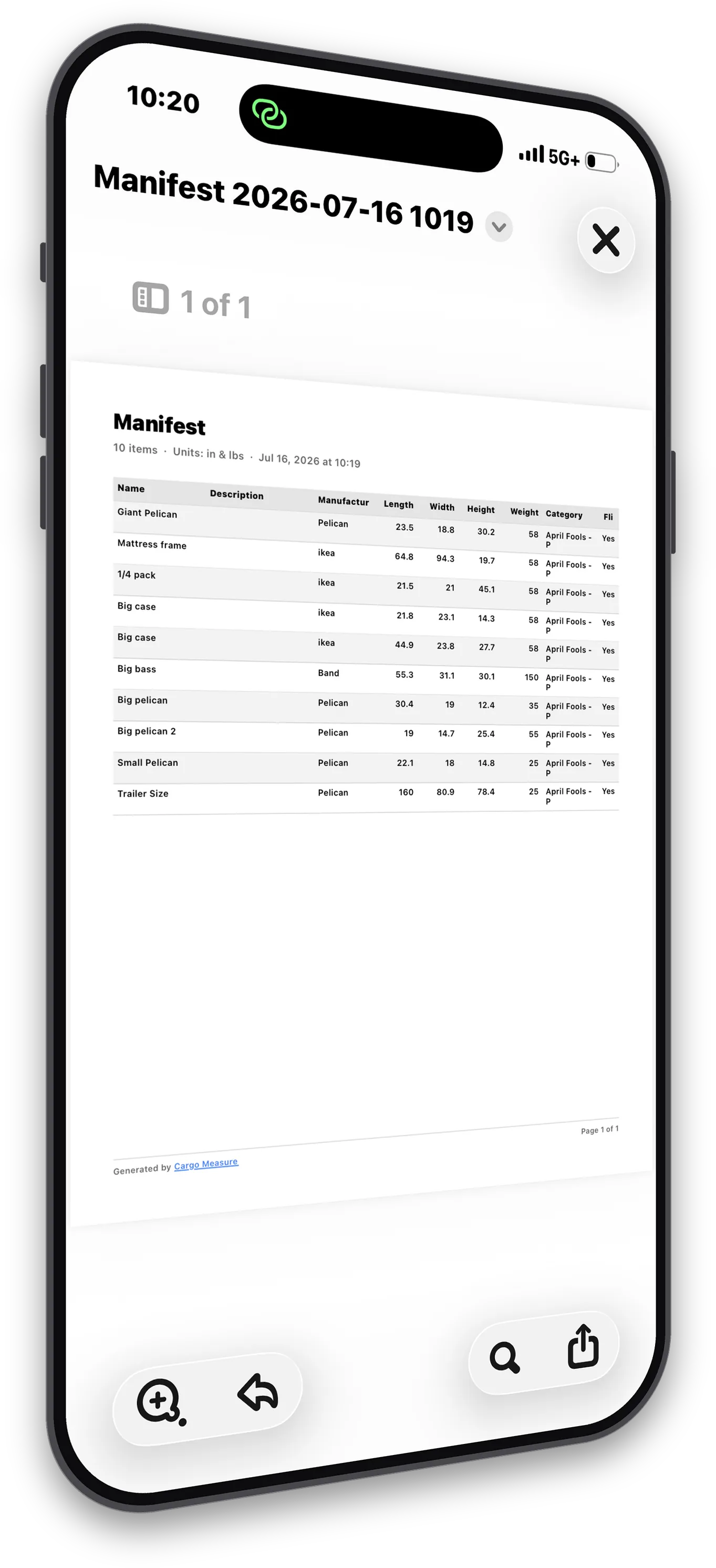 Print-ready PDF manifest generated by Cargo Measure AR